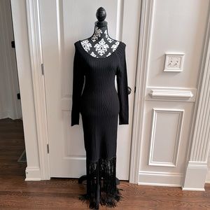 DKNY ribbed fringe maxi dress